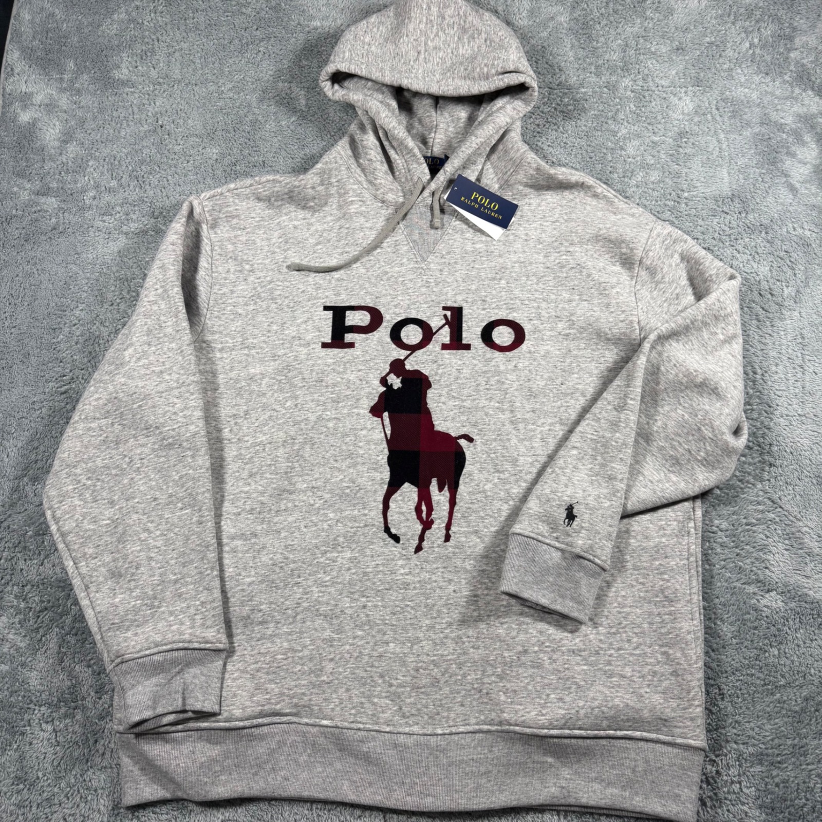 Nwt Polo Ralph Lauren Big Pony Buffalo Check Plaid Embroidered Hoodie - 2xb